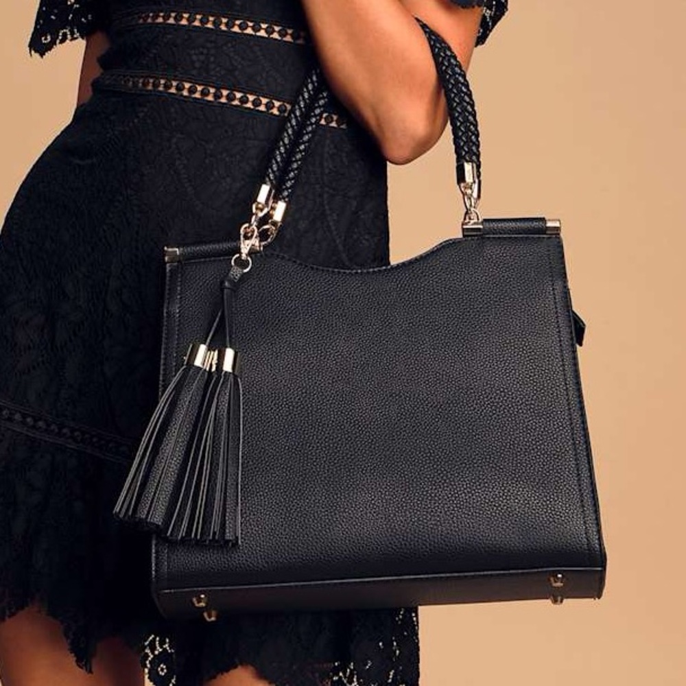 Miztique Black Tote with Braided Handles